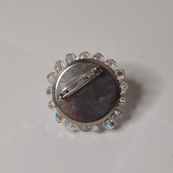 Vintage Pretty Clear Glass Bead Brooch - Picture 8 of 9